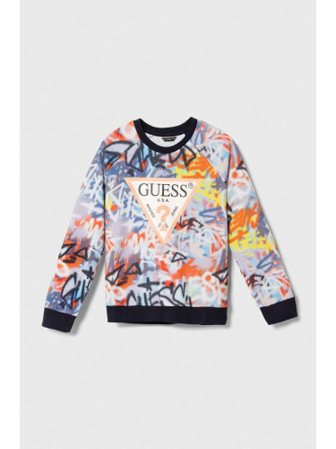 Детски памучен суичър Guess с десен