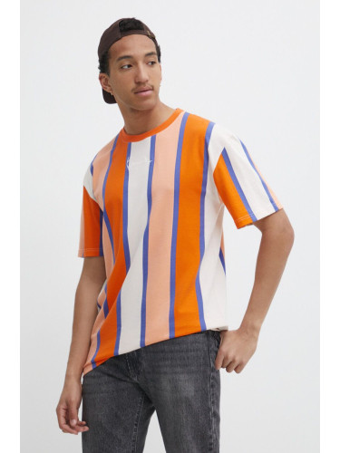 Памучна тениска Karl Kani в оранжево с десен
