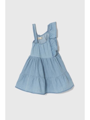 Детска памучна рокля zippy в синьо къса разкроена