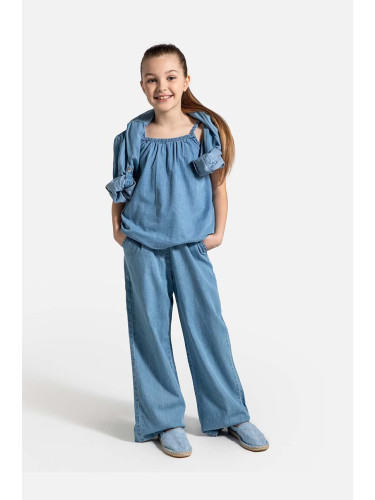 Детски памучен панталон Coccodrillo в синьо с изчистен дизайн