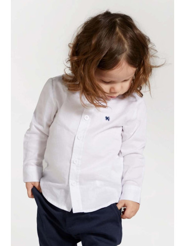 Детска памучна риза Coccodrillo в бяло