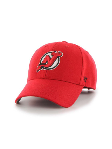 Шапка с козирка с вълна 47 brand NHL New Jersey Devils в червено с апликация H-MVP11WBV-RD