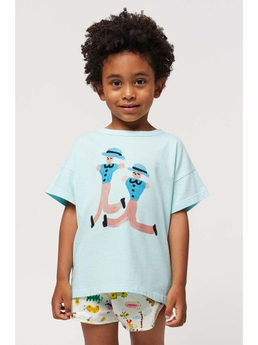 Детска памучна тениска Bobo Choses в синьо с принт