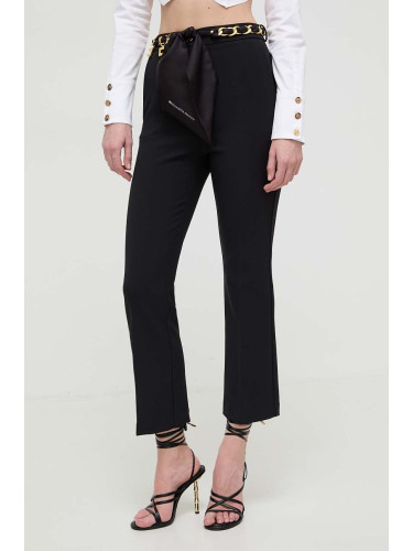 Панталон Elisabetta Franchi в черно със стандартна кройка, с висока талия PAT1641E2