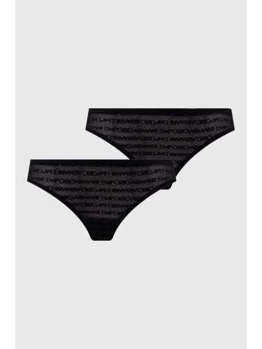 Прашки Emporio Armani Underwear (2 броя) в черно от полупрозрачна материя