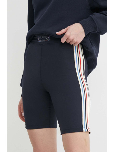Къс панталон Tommy Hilfiger в тъмносиньо с апликация висока талия WW0WW41493