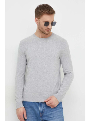 Пуловер Sisley мъжки в сиво от лека материя