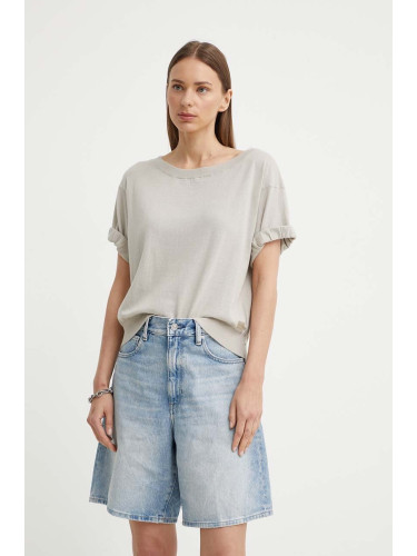 Памучен пуловер G-Star в бежово от лека материя D24596-D597