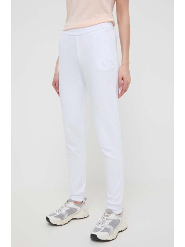 Памучен спортен панталон Armani Exchange в бяло с изчистен дизайн 3DYP82 YJFDZ