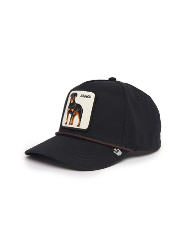 Памучна шапка с козирка Goorin Bros Alpha Dog в черно с апликация 101-1133