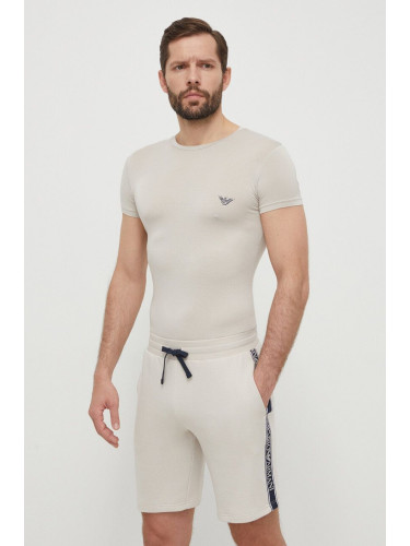 Домашна тениска Emporio Armani Underwear (2 броя) в бежово с принт 111670 4R733