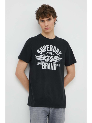 Тениска Superdry в черно с принт