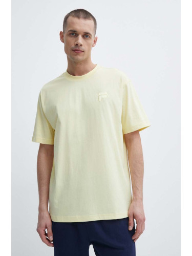 Памучна тениска Fila Loum в жълто с изчистен дизайн FAM0676
