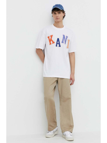 Памучна тениска Karl Kani в бяло с принт