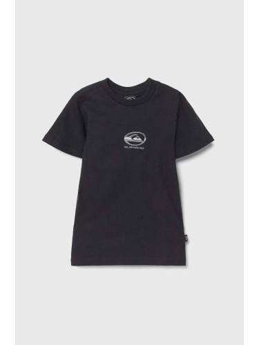Детска памучна тениска Quiksilver CHROME LOGO в черно с принт