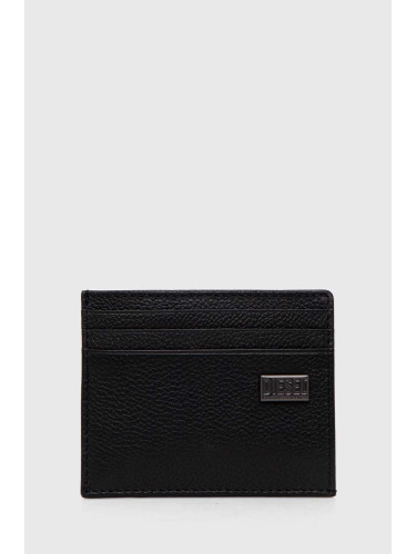 Кожен калъф за карти Diesel MEDAL-D CARD HOLDER 6 WALLET в черно X09910.P0685