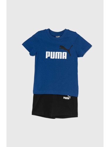 Бебешки памучен комплект Puma Minicats & Shorts Set в тъмносиньо