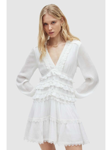 Рокля AllSaints ZORA DRESS в бяло къса разкроена WD462Y