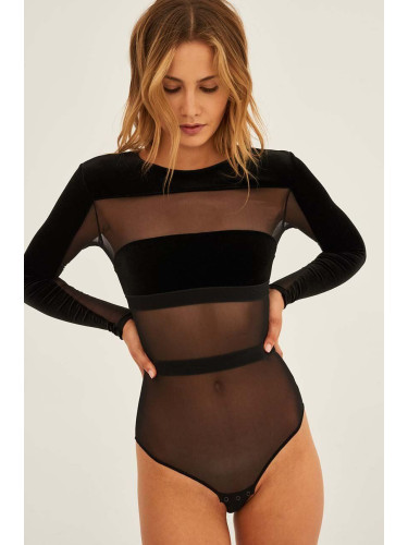 Боди Undress Code Go for it Bodysuit Thong дамско в черно с изчистен дизайн 500