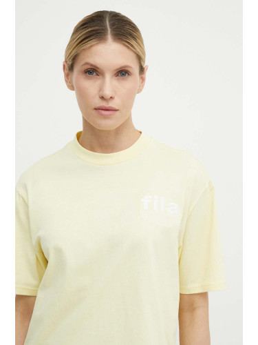 Памучна тениска Fila Linyi в жълто FAW0764