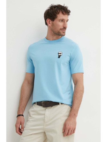 Тениска Karl Lagerfeld в синьо с апликация 542221.755027