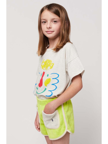 Детска памучна тениска Bobo Choses в сиво с принт