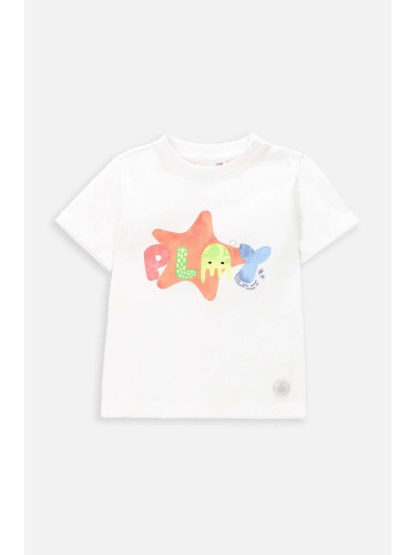 Бебешка тениска Coccodrillo в бяло с принт