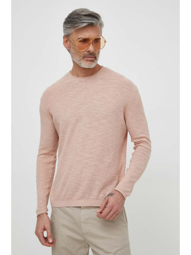 Пуловер с лен United Colors of Benetton в розово от лека материя
