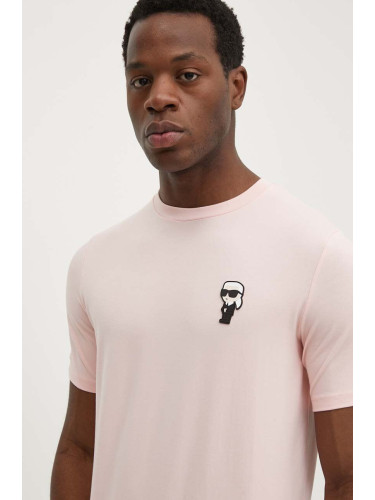 Тениска Karl Lagerfeld в розово с апликация 542221.755027