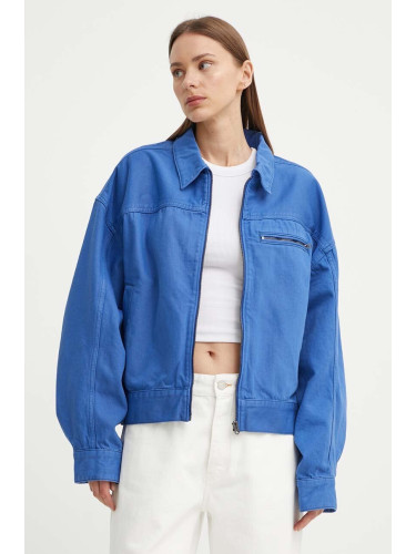 Дънково яке G-Star в синьо преходен модел с уголемена кройка D24569-D300