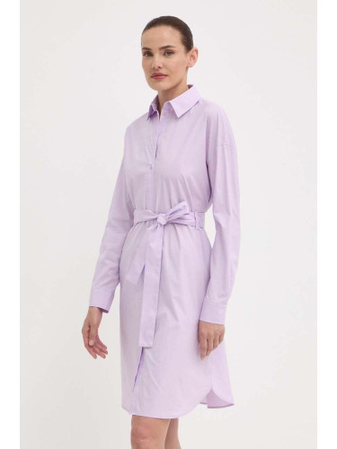 Памучна рокля Armani Exchange в лилаво къса с уголемена кройка 3DYA32 YN4RZ