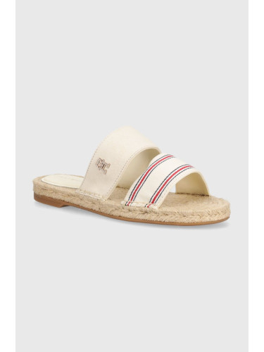 Чехли Tommy Hilfiger SHIRTING FLAT ESPADRILLE SANDAL в бежово FW0FW08055