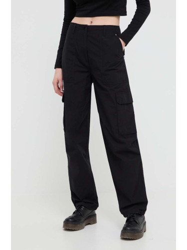 Панталон Tommy Jeans в черно със стандартна кройка, с висока талия DW0DW17769