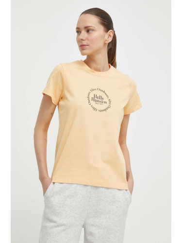 Памучна тениска Helly Hansen в жълто