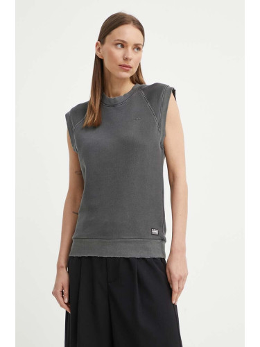 Памучен елек G-Star в сиво с изчистен дизайн D24581-D575