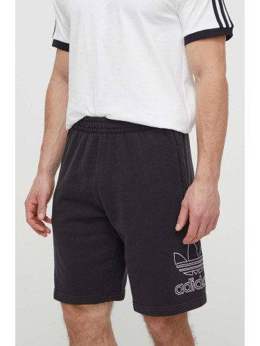 Памучен къс панталон adidas Originals Adicolor Outline Trefoil в черно IU2370