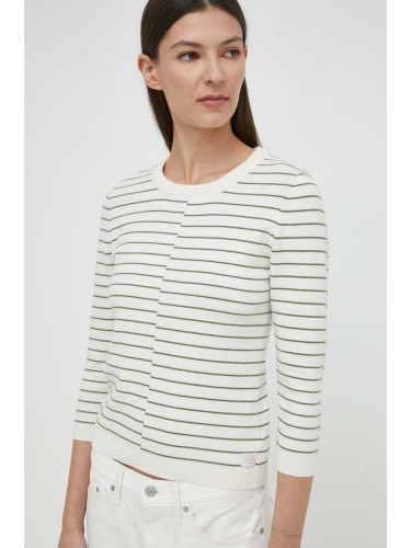 Пуловер с вълна G-Star дамски в бежово от лека материя