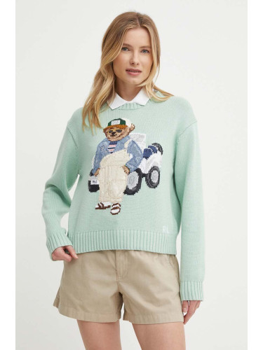 Памучен пуловер Polo Ralph Lauren в зелено  211935309