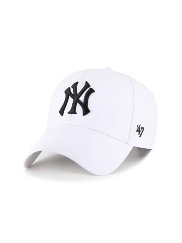Шапка с козирка с вълна 47 brand MLB New York Yankees в бяло с апликация B-MVPSP17WBP-WHM