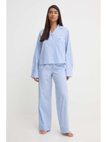 Памучна пижама Polo Ralph Lauren в синьо от памук 4P8004