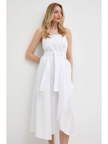 Памучна рокля Armani Exchange в бяло къса разкроена 3DYA28 YN4RZ