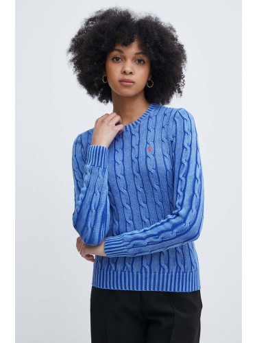 Памучен пуловер Polo Ralph Lauren в синьо от лека материя 211935303