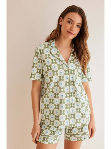 Памучна пижама women'secret Miffy в зелено от памук 3137646