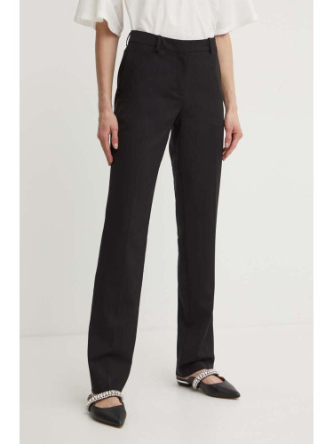 Вълнен панталон BOSS в черно със стандартна кройка, с висока талия 50490045