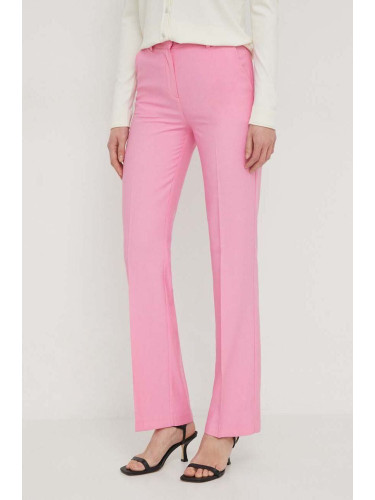 Панталон United Colors of Benetton в розово със стандартна кройка, с висока талия