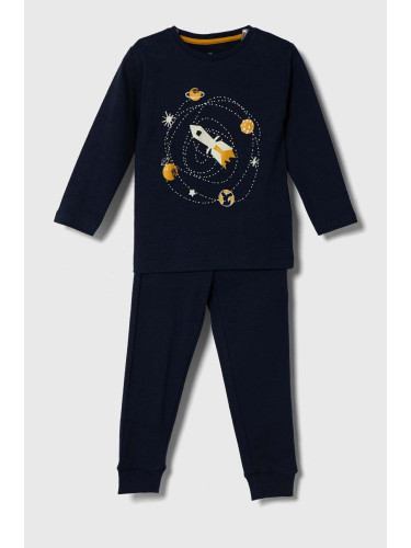 Детска памучна пижама zippy в тъмносиньо с принт