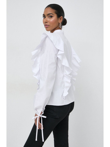 Памучна блуза Silvian Heach дамска в бяло с изчистен дизайн