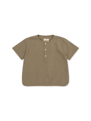Детска памучна тениска Konges Sløjd в кафяво с десен
