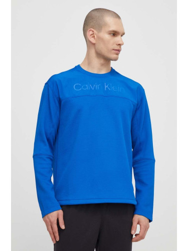 Суичър за трениране Calvin Klein Performance в синьо с принт