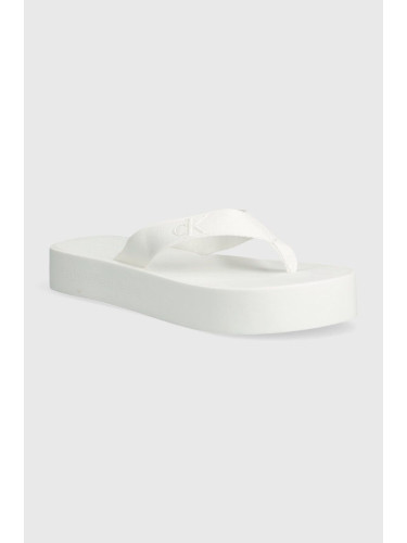 Джапанки Calvin Klein Jeans FLATFORM FLIPFLOP JELLY в бяло с равна подметка YW0YW01398